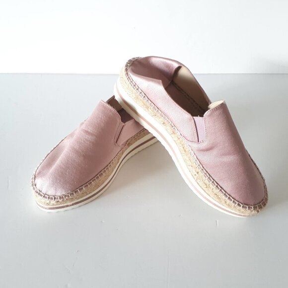 EUC Zara blush pink satin effect slip on espadrille style shoes, US 6 - Picture 9 of 16